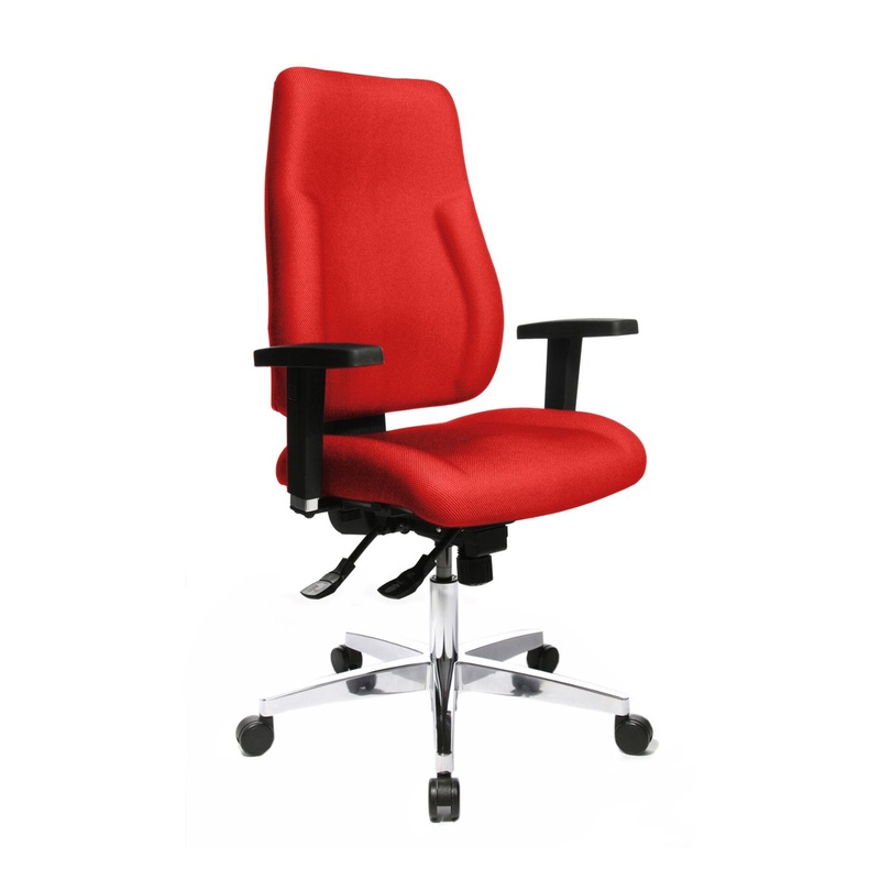 Image of Office chair Topstar Medilux 91 with 2D armrests, Red/Chrome-plated, New, Ergonomic chair - ideal for flexible working