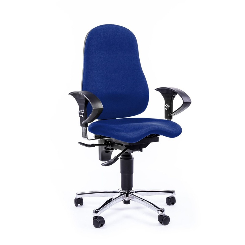 Image of Office chair Topstar Sitness 10 with 1D armrests, Blue/Chrome-plated, New, Ergonomic chair - ideal for flexible working