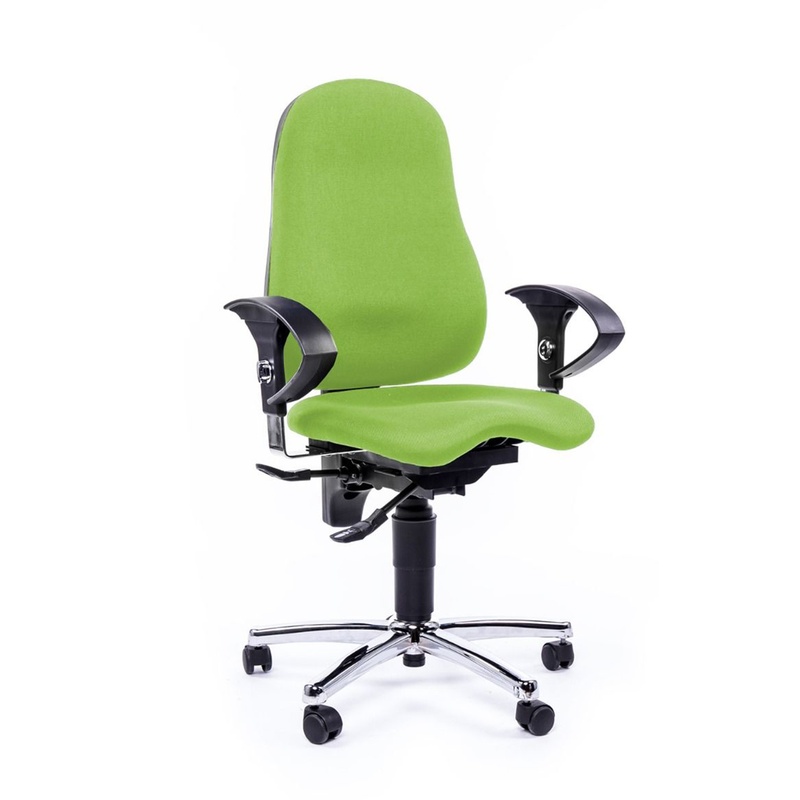 Image of Office chair Topstar Sitness 10 with 1D armrests, Green/Chrome-plated, New, Ergonomic chair - ideal for flexible working