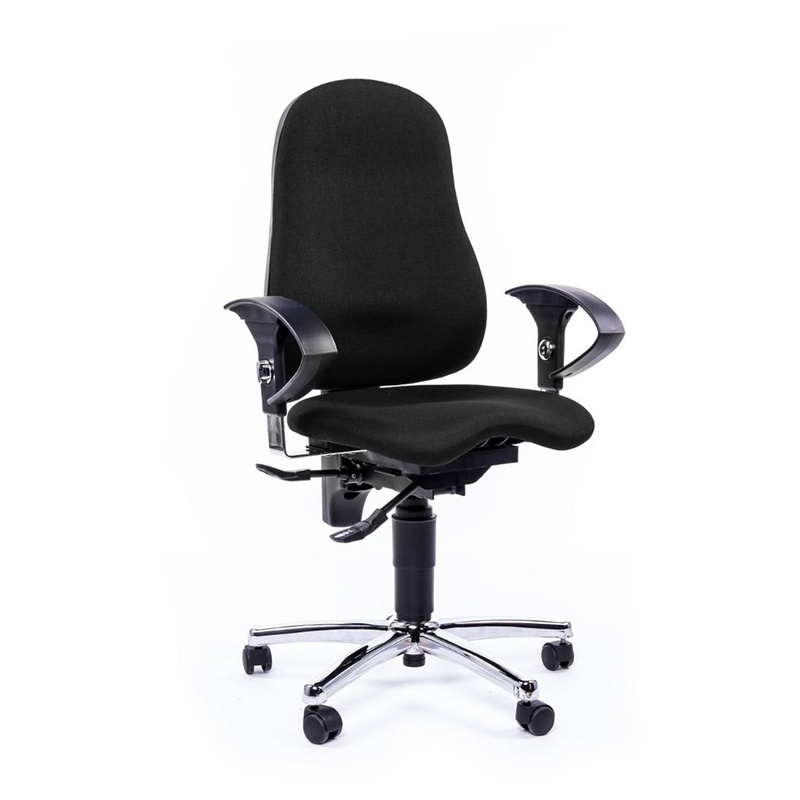 Image of Office chair Topstar Sitness 10 with 1D armrests, Black/Chrome-plated, New, Ergonomic chair - ideal for flexible working
