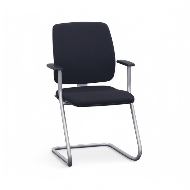 Image of Sedus Ealry Bird cantilever conference chair Black/Silver gray with fixed armrests, Free swinging, Normal used - Perfect for visitors and guests