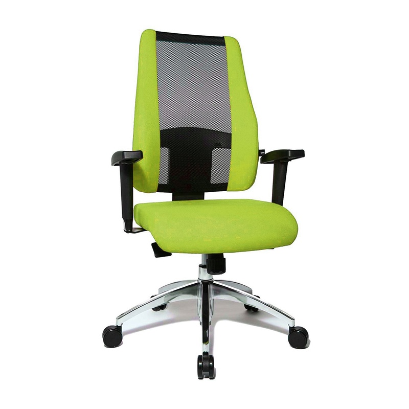 Image of Topstar Air Syncro office chair with 1D armrests, Green/Chrome-plated, New, Ergonomic chair - ideal for flexible working