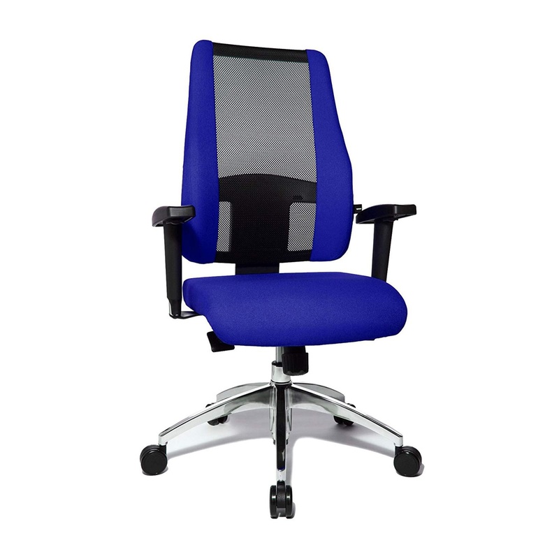 Image of Topstar Air Syncro office chair with 1D armrests, Blue/Chrome-plated, New, Ergonomic chair - ideal for flexible working