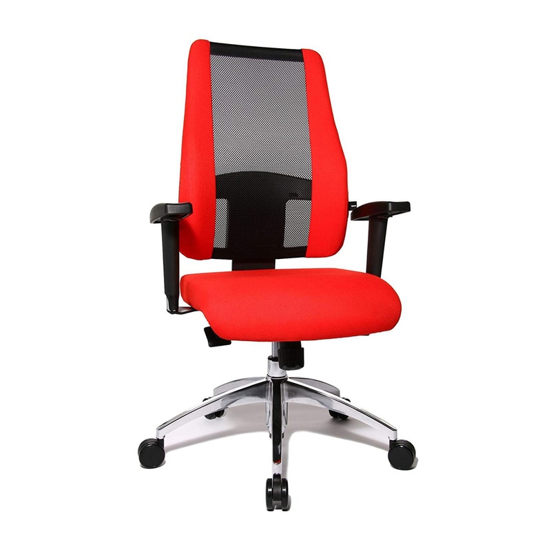 Image of Topstar Air Syncro office chair with 1D armrests, Red/Chrome-plated, New, Ergonomic chair - ideal for flexible working