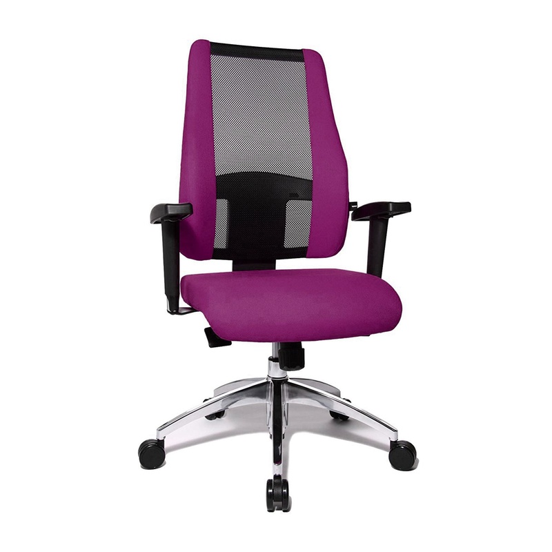 Image of Topstar Air Syncro office chair with 1D armrests, Purple/Chrome-plated, New, Ergonomic chair - ideal for flexible working