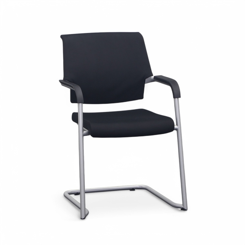 Image of Haworth Comforto 5950 conference chair Black/Silver gray with fixed armrests, Free swinging, Normal used - Perfect for visitors and guests