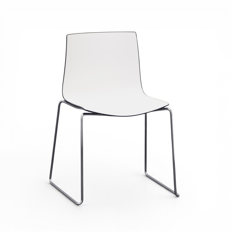 Image of Bistro stacking chairs Arper Catifa Black/Chrome-plated without armrests, Good - Perfect for comfortable sitting