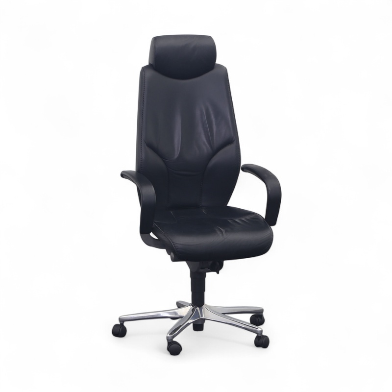 Image of Giroflex 64-9778 executive chair with fixed armrests, Black/Chrome-plated, Heavily used, Ergonomic chair - ideal for flexible working