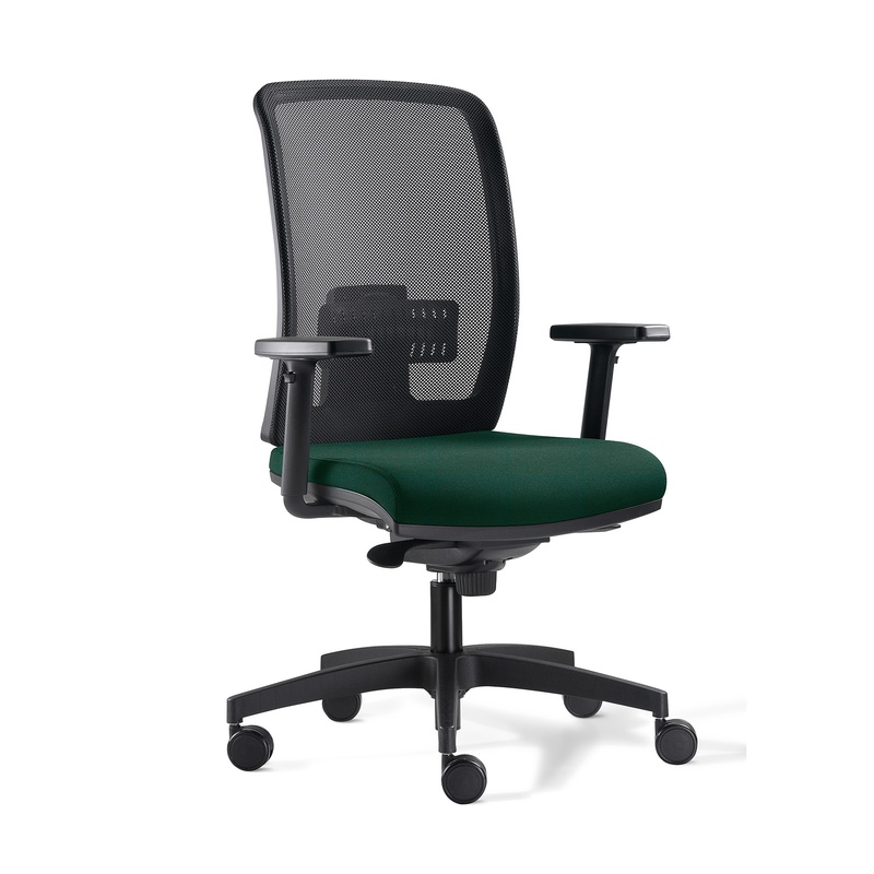 Image of Office chair Milani Cometa Mesh with 1D armrests, Green/Black, New, Ergonomic chair - ideal for flexible working
