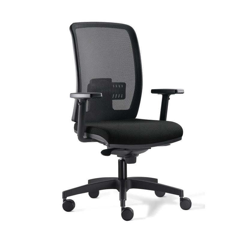 Image of Office chair Milani Cometa Mesh with 1D armrests, Black/Black, New, Ergonomic chair - ideal for flexible working