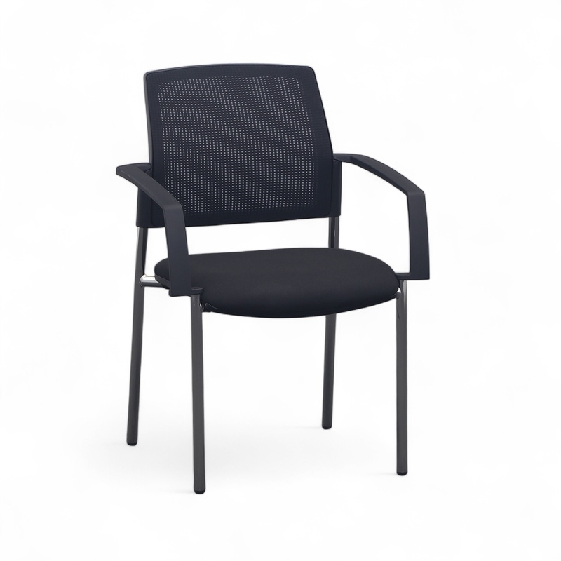 Image of Conference chair Chairzone Self One Visit 10 Black/Chrome-plated with fixed armrests, Very good - Perfect for office and reception