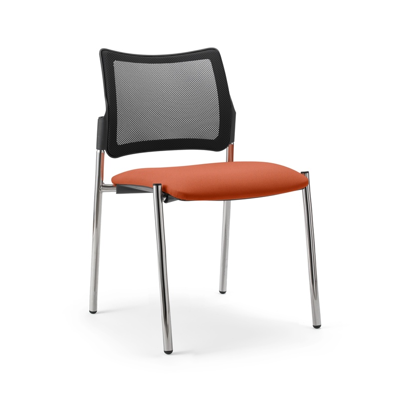 Image of 4-leg chair Milani Maia Mesh Orange/Chrome-plated without armrests, New - Perfect for office and reception