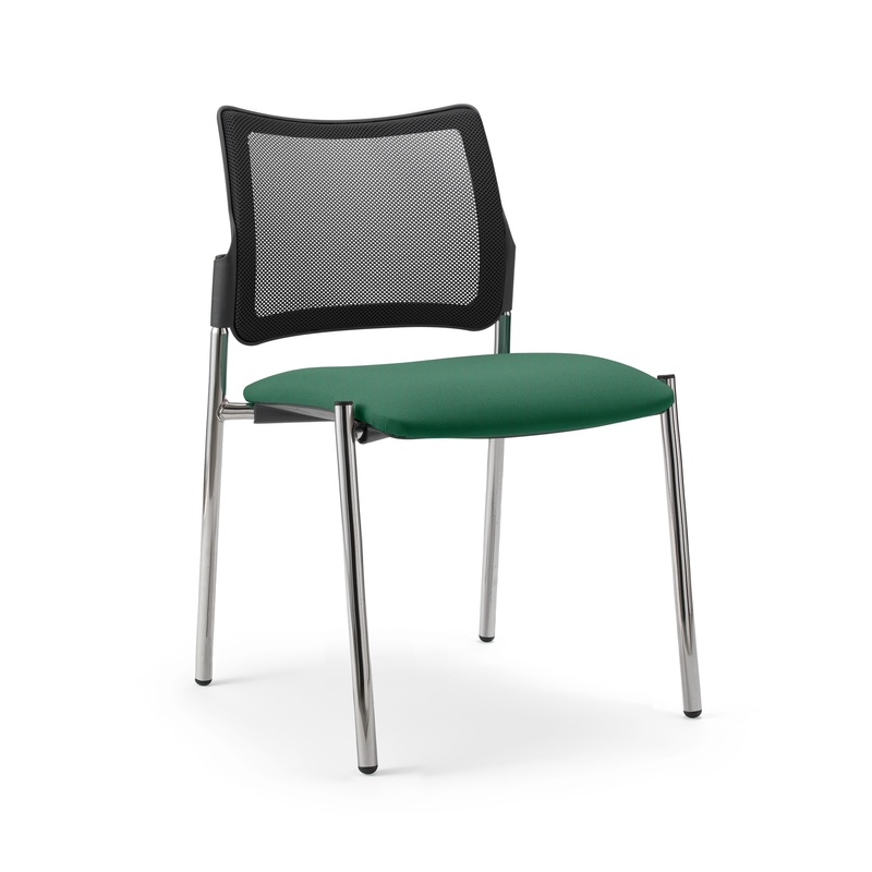 Image of 4-leg chair Milani Maia Mesh Green/Chrome-plated without armrests, New - Perfect for office and reception
