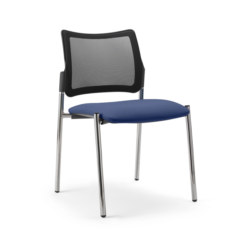 Image of 4-leg chair Milani Maia Mesh Blue/Chrome-plated without armrests, New - Perfect for office and reception