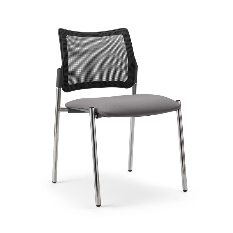 Image of 4-leg chair Milani Maia Mesh Gray/Chrome-plated without armrests, New - Perfect for office and reception