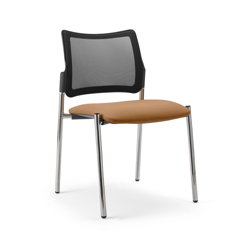 Image of 4-leg chair Milani Maia Mesh Brown/Chrome-plated without armrests, New - Perfect for office and reception