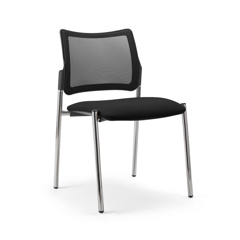 Image of 4-leg chair Milani Maia Mesh Black/Chrome-plated without armrests, New - Perfect for office and reception