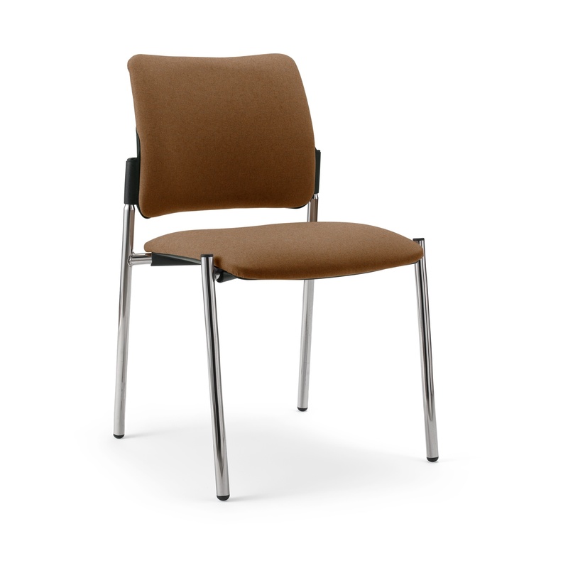 Image of 4-leg chair Milani Maia Brown/Chrome-plated without armrests, New - Perfect for office and reception