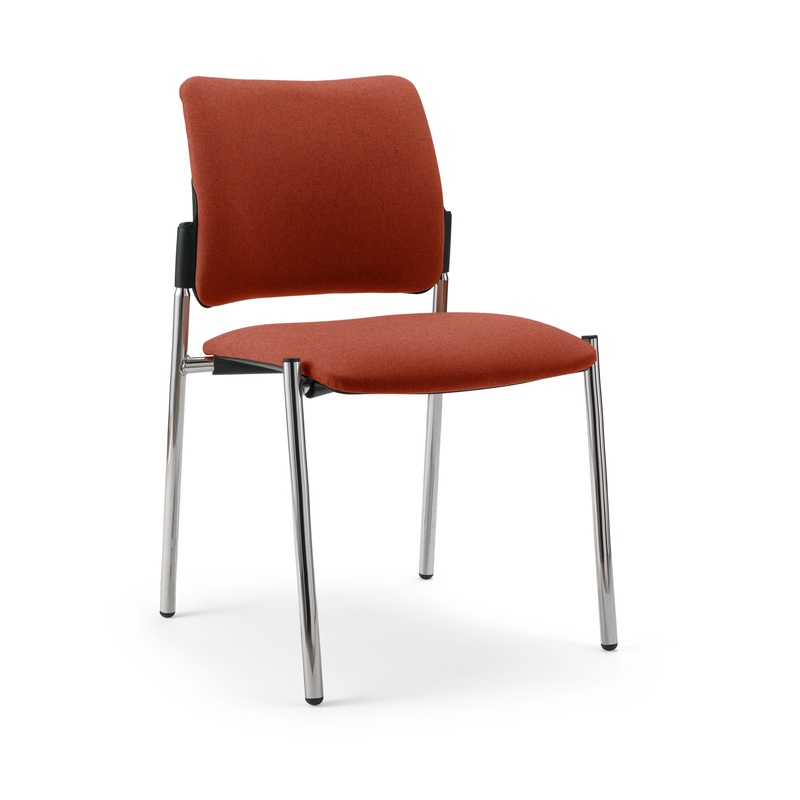 Image of 4-leg chair Milani Maia Orange/Chrome-plated without armrests, New - Perfect for office and reception