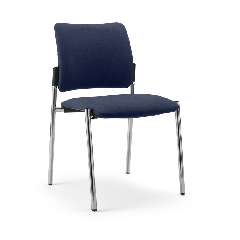 Image of 4-leg chair Milani Maia Blue/Chrome-plated without armrests, New - Perfect for office and reception