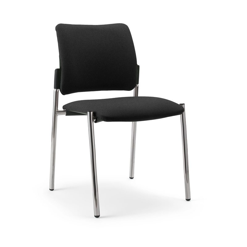 Image of 4-leg chair Milani Maia Black/Chrome-plated without armrests, New - Perfect for office and reception