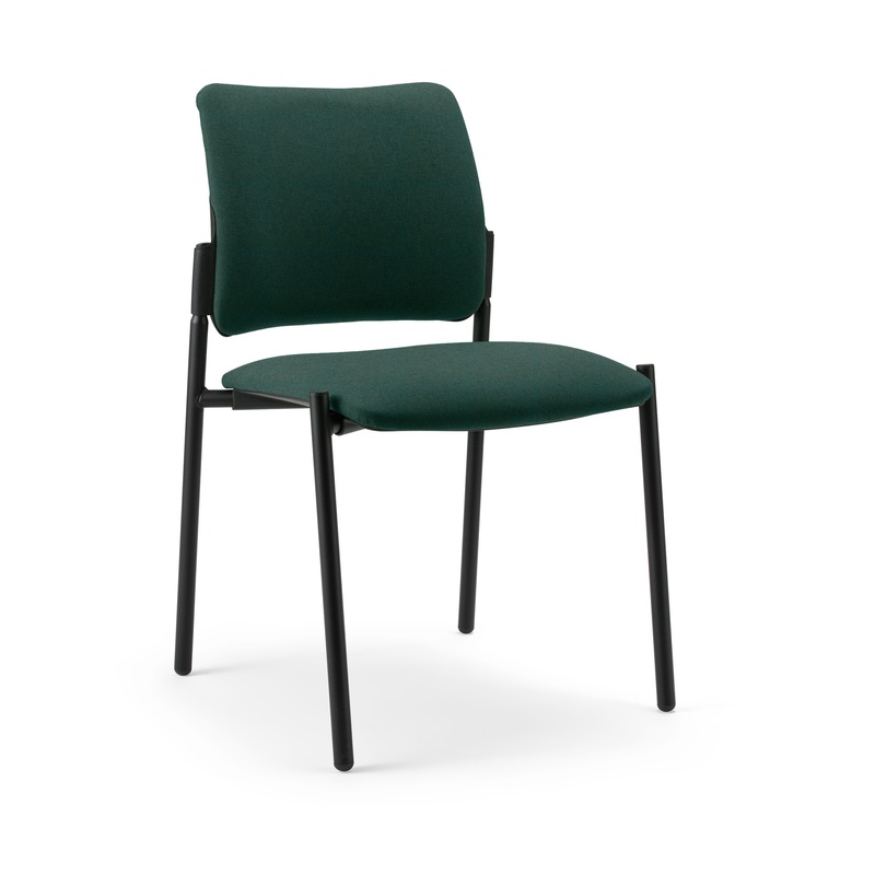 Image of 4-leg chair Milani Maia Green/Black without armrests, New - Perfect for office and reception