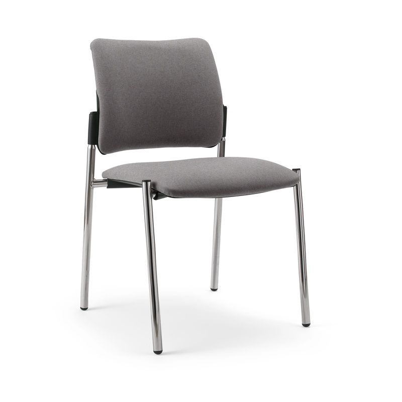 Image of 4-leg chair Milani Maia Gray/Chrome-plated without armrests, New - Perfect for office and reception
