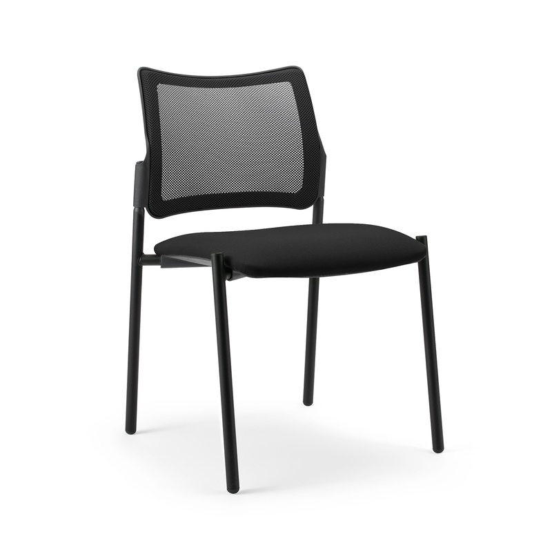 Image of 4-leg chair Milani Maia Mesh Black/Black without armrests, New - Perfect for office and reception