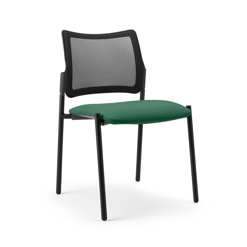 Image of 4-leg chair Milani Maia Mesh Green/Black without armrests, New - Perfect for office and reception
