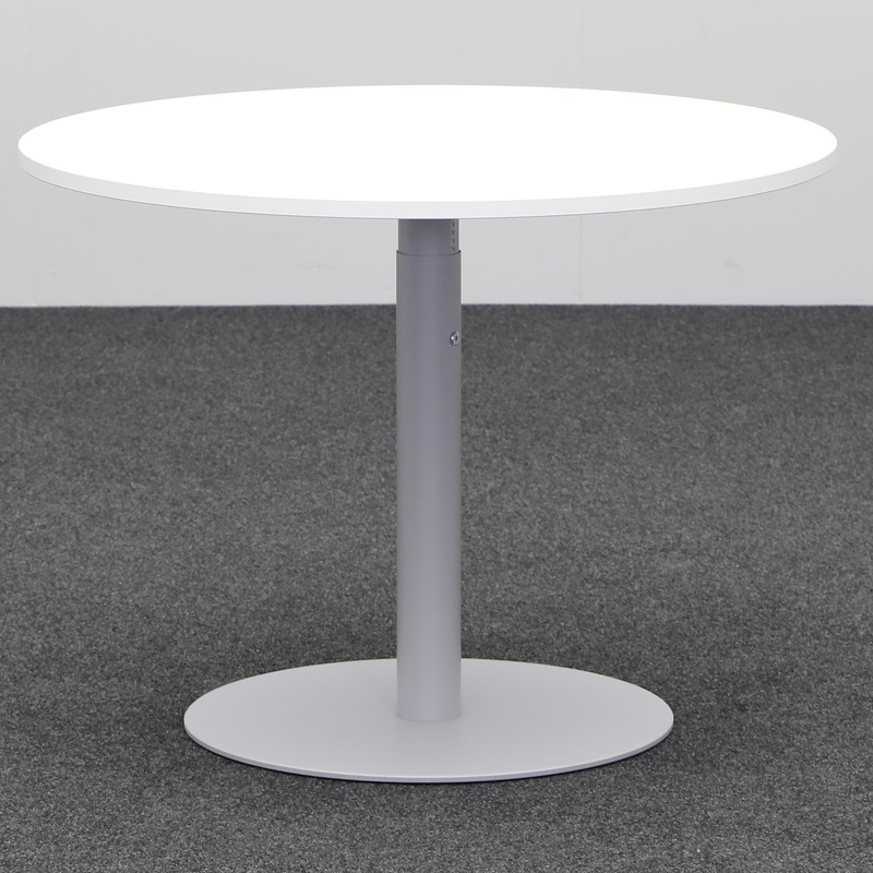 Tradingzone Proline meeting table 100x100 cm, White/Silver gray, Round, New, Table - For professional meetings