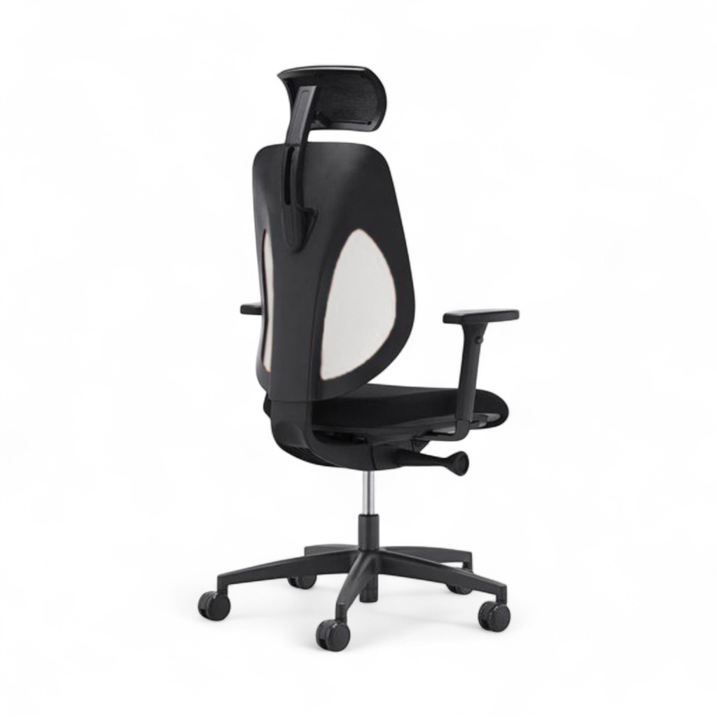 Bürostuhl Giroflex 353 Weiss mit 2D-Armlehnen und Kopfstütze