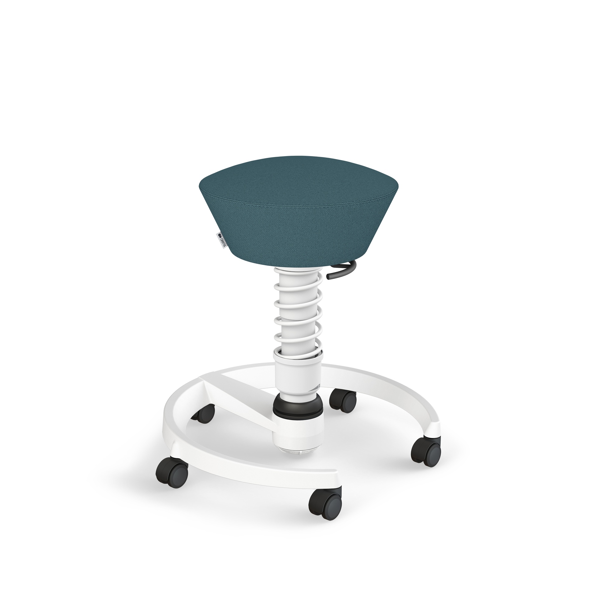 Bürohocker Aeris Swopper Blau/Weiss, Hartbodenrollen, Dynamisches Sitzen - optimal für gesundes Sitzen