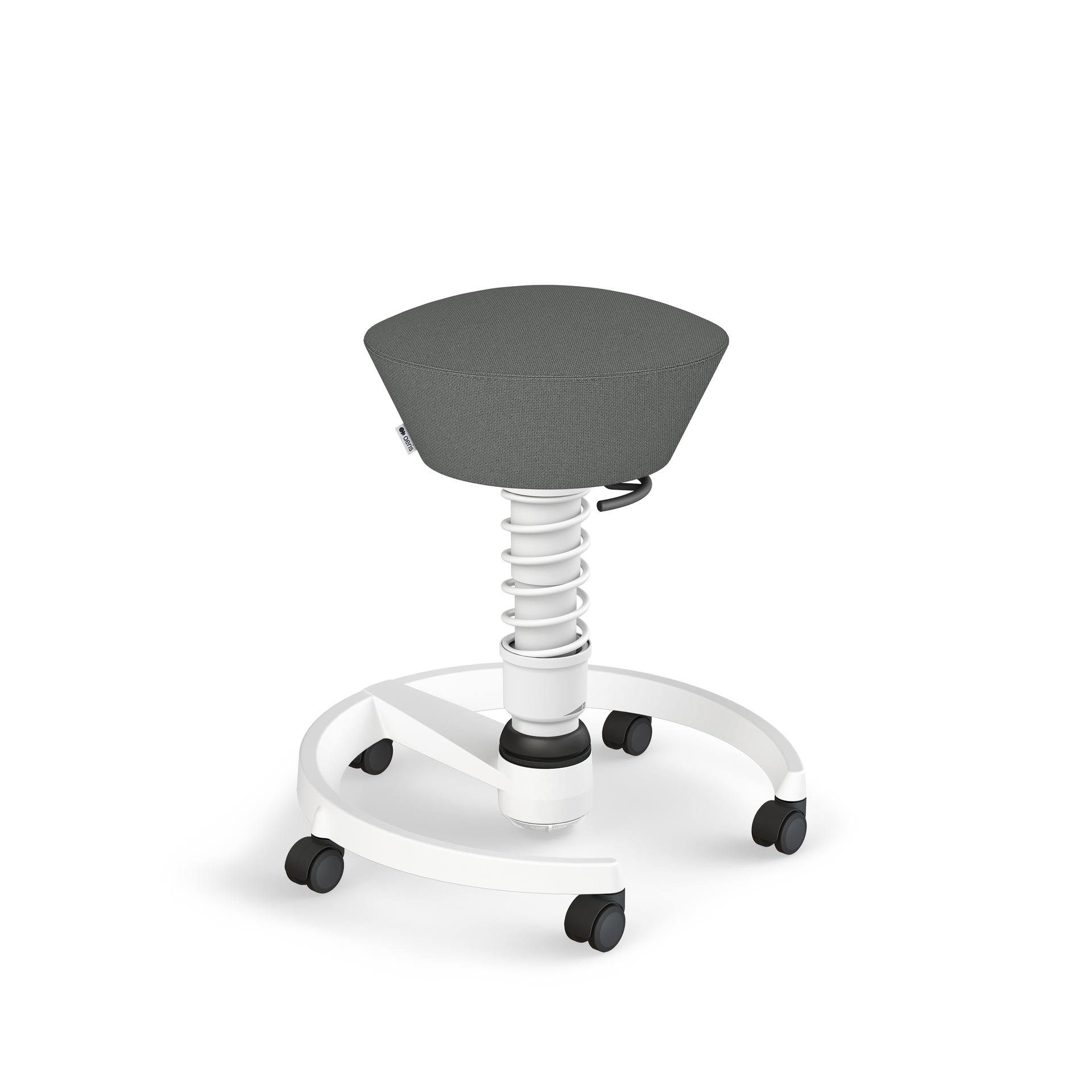 Bürohocker Aeris Swopper Grau/Weiss, Hartbodenrollen, Dynamisches Sitzen - optimal für gesundes Sitzen