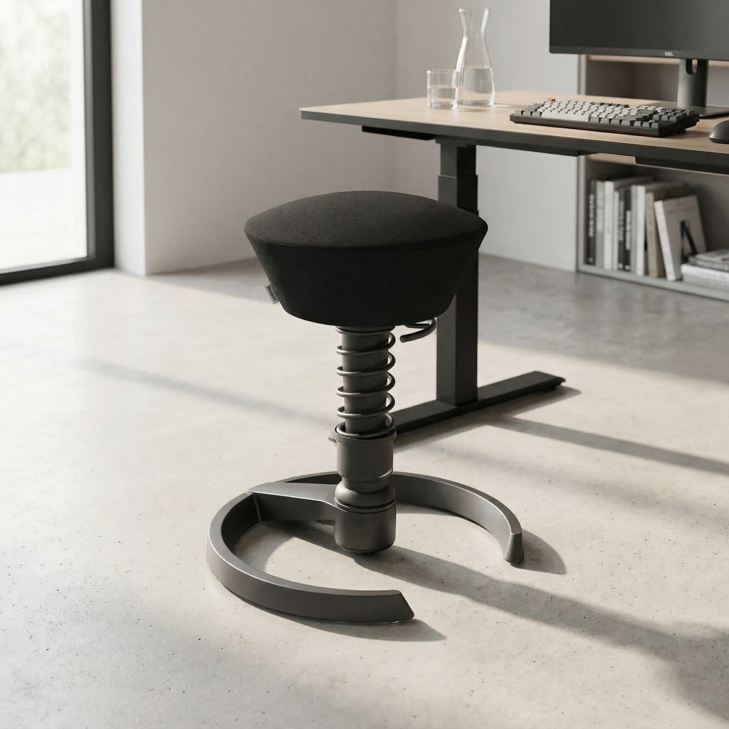 Tabouret de bureau Aeris Swopper (Noir, Nouveau, Noir, Patins en plastique)