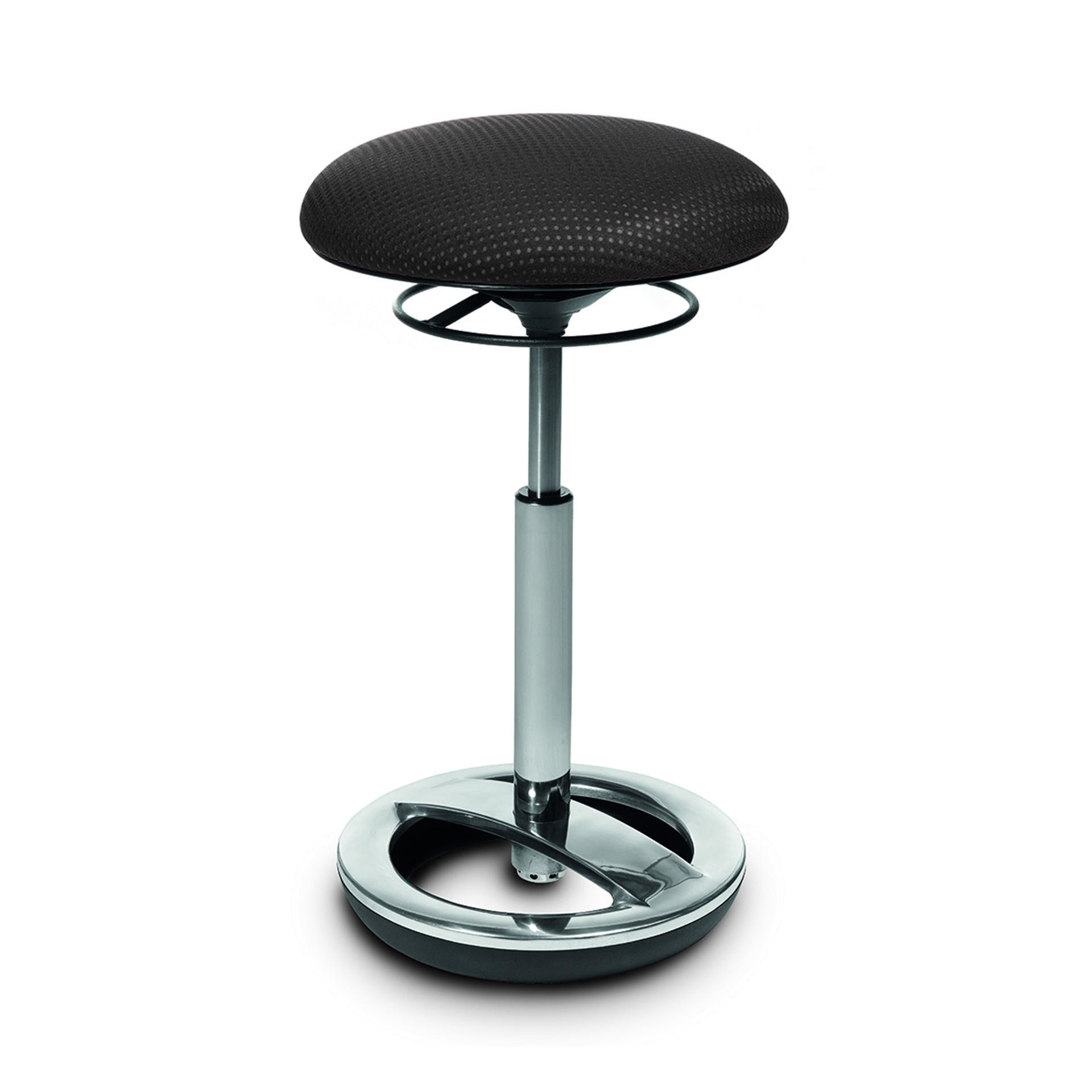 Tabouret de bureau Topstar Sitness Noir/Chromé, Caoutchouc, Assise dynamique - optimale pour une assise saine