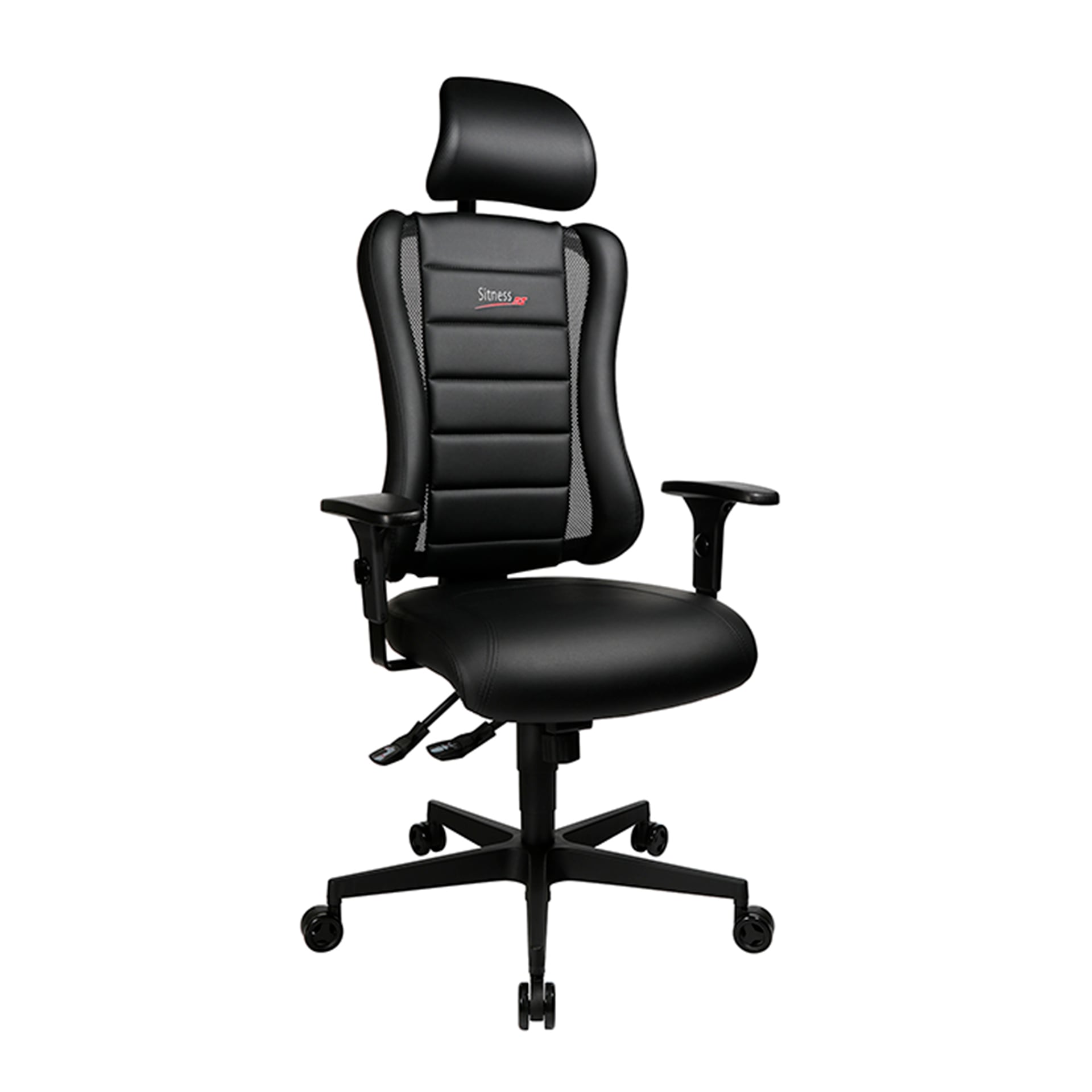 Office chair Topstar Sitness Racer RS with 1D armrests, Black/Black, New, Ergonomic chair - ideal for flexible working