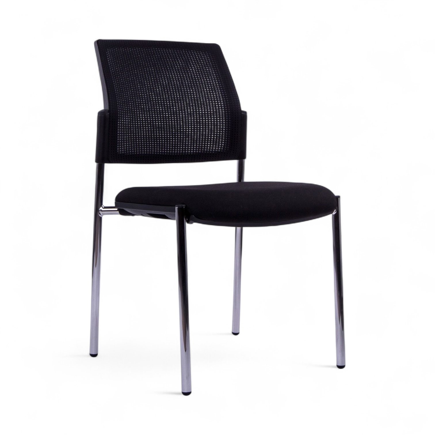Sedia a 4 piedi Chairzone Self One Visit 10 Nero/Cromato senza braccioli, Nuovo - Perfetto per l