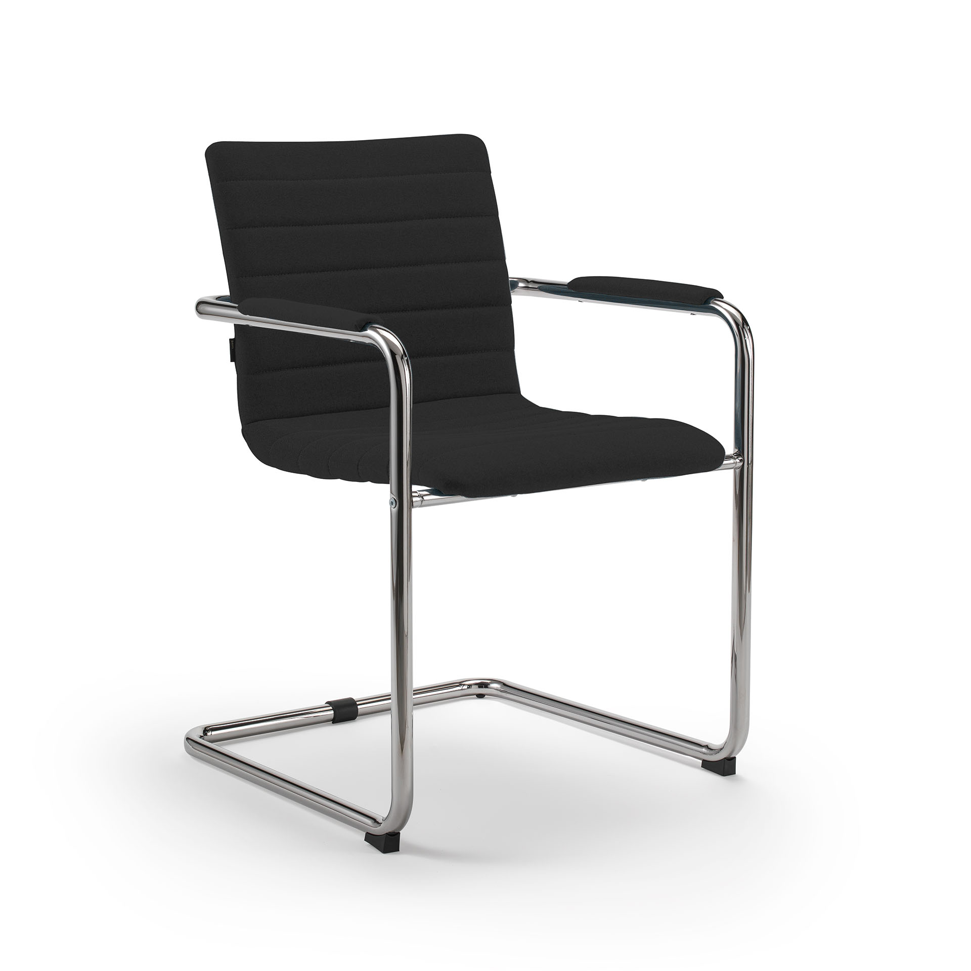 Chaise en porte-à-faux Milani Smart Noir/Chromé avec accoudoirs fixes, Bâti de chaise cantilever, Nouveau - Parfait pour les visiteurs et les invités