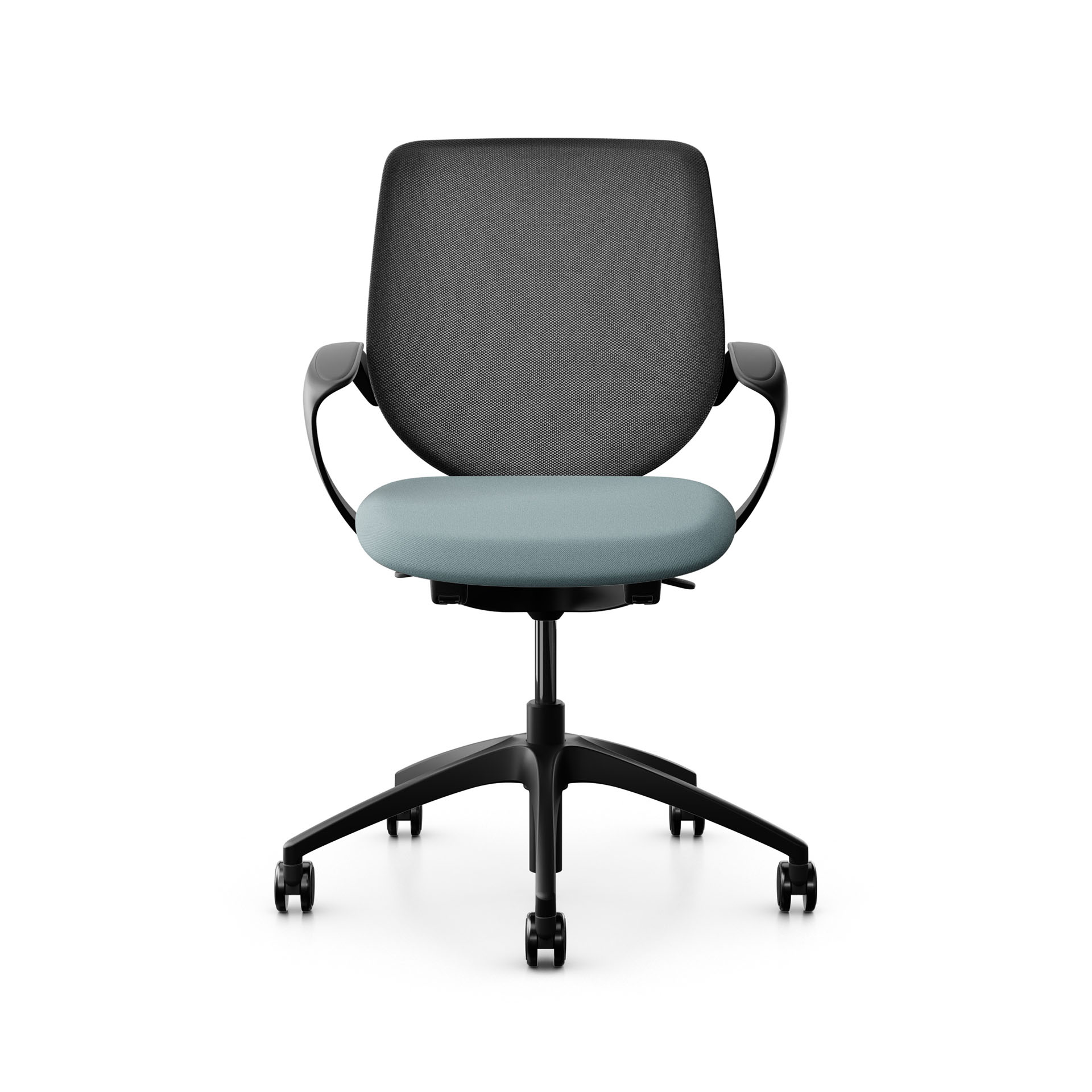 Image of Bürostuhl Giroflex 313 mit Netz-Rückenlehne, mit Fixarmlehnen Hellblau/Schwarz, Neu