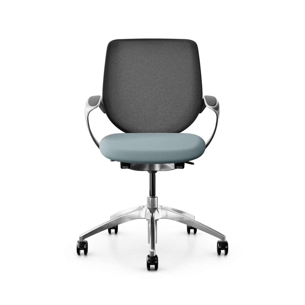 Siège pivotant Dossier configurable Giroflex 313 (avec dossier en filet, Bleu clair, Chromé)