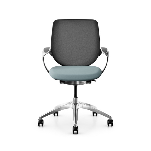 Siège pivotant Dossier configurable Giroflex 313 (avec dossier en filet, Bleu clair, Chromé)