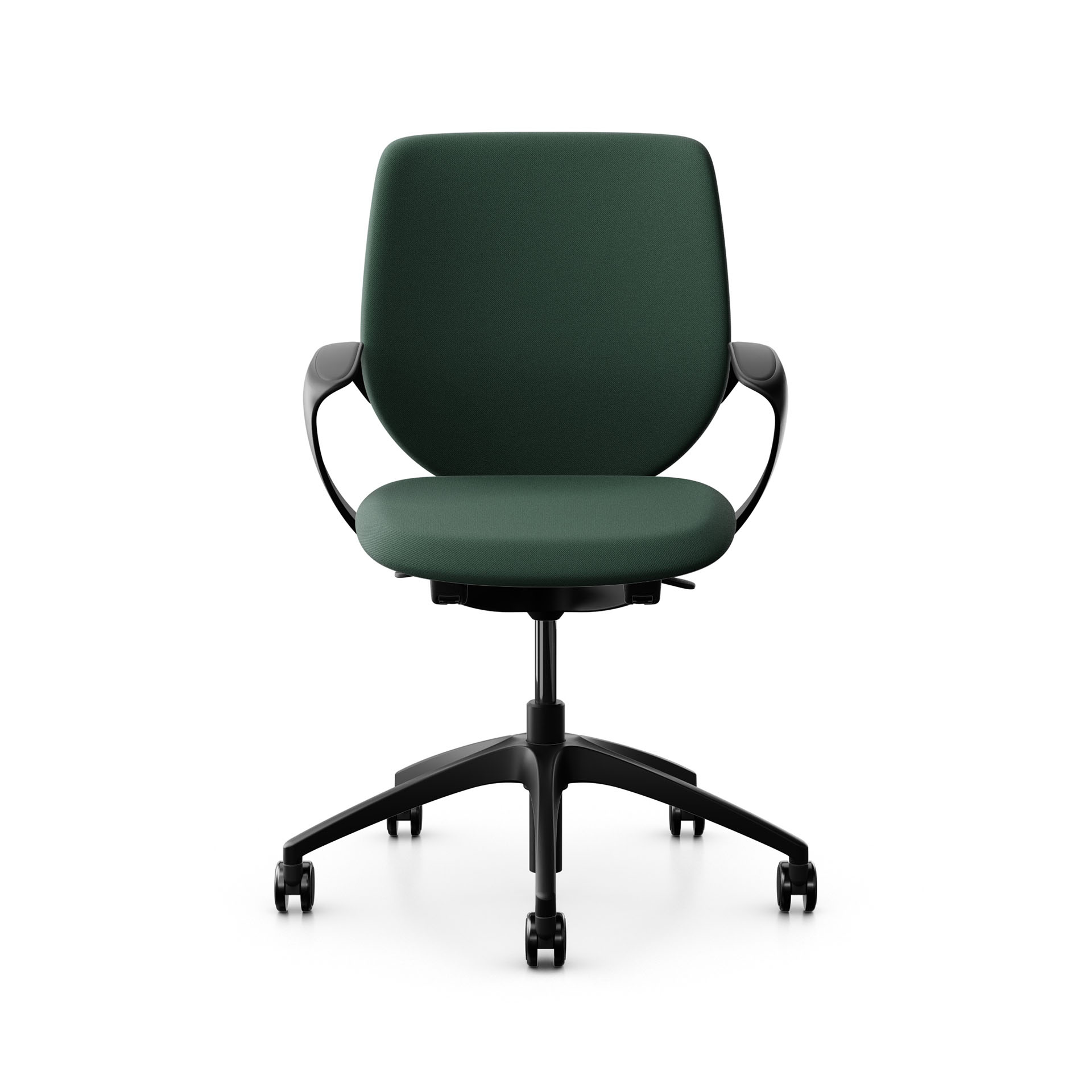 Image of Bürostuhl Giroflex 313 mit Polster-Rückenlehne, mit Fixarmlehnen Dunkelgrün/Schwarz, Neu