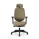 Bürostuhl Giroflex 353 (mit Polster-Rückenlehne, Hellbraun, mit Kopfstütze, Schwarz)