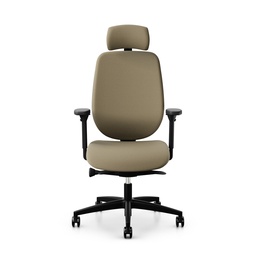 Bürostuhl Giroflex 353 (mit Polster-Rückenlehne, Hellbraun, mit Kopfstütze, Schwarz)