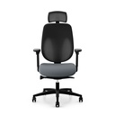 Bürostuhl Giroflex 353 (mit Netz-Rückenlehne, Grau, mit Kopfstütze, Schwarz)