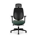 Bürostuhl Giroflex 353 (mit Netz-Rückenlehne, Dunkelgrün, mit Kopfstütze, Schwarz)