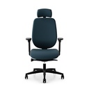 Bürostuhl Giroflex 353 (mit Polster-Rückenlehne, Blau, mit Kopfstütze, Schwarz)