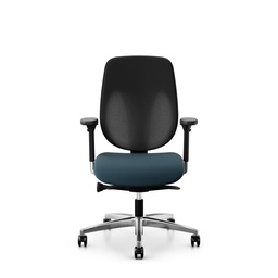 Bürostuhl Giroflex 353 (mit Netz-Rückenlehne, Blau, ohne Kopfstütze, Verchromt)
