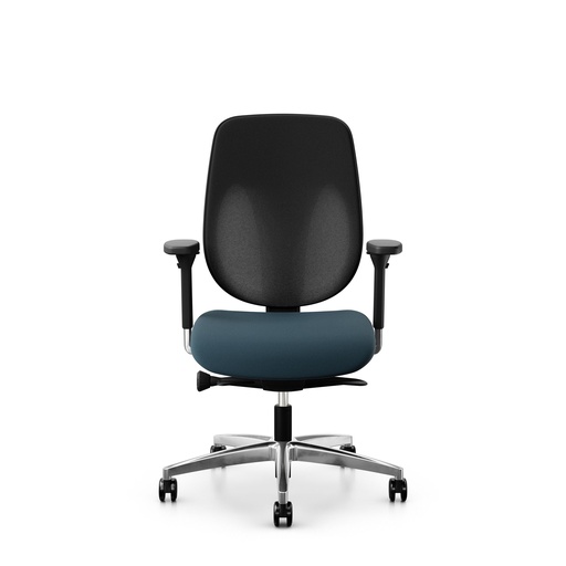 Bürostuhl Giroflex 353 (mit Netz-Rückenlehne, Blau, ohne Kopfstütze, Verchromt)