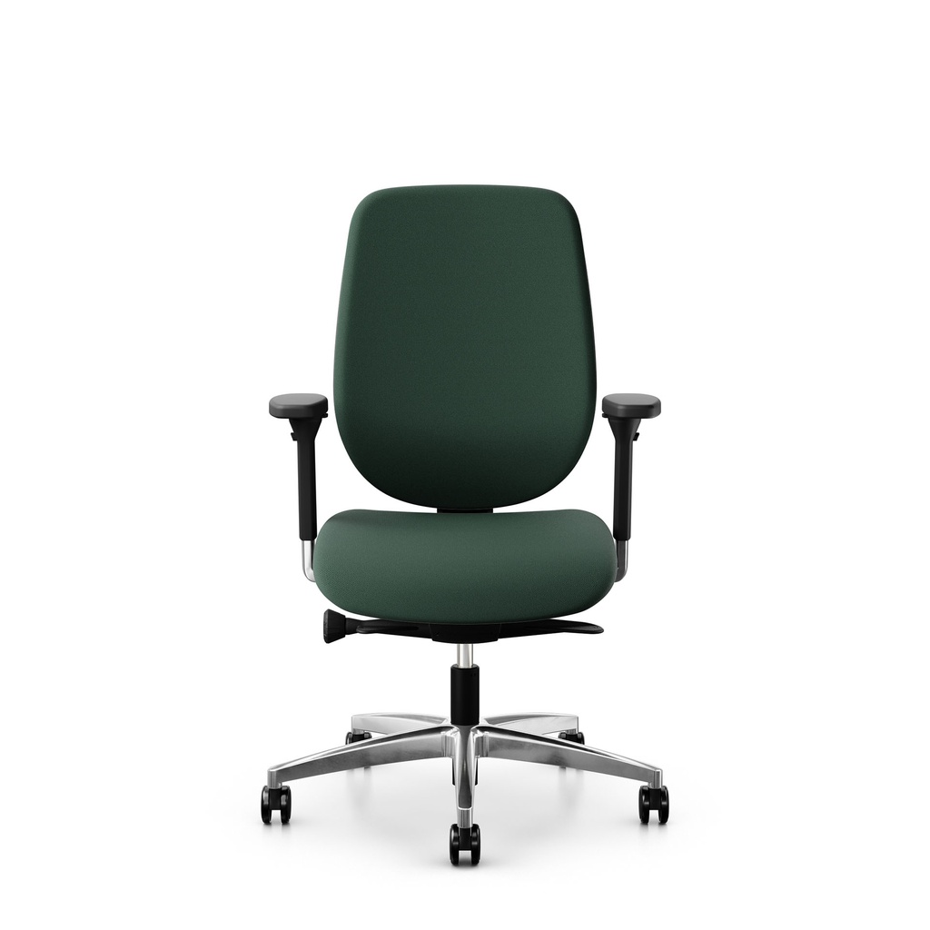 Bürostuhl Giroflex 353 (mit Polster-Rückenlehne, Dunkelgrün, ohne Kopfstütze, Verchromt)